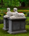 A PAIR OF SCULPTED MARBLE MODELS OF SPHINX, 20TH CENTURY