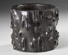 A CHINESE NATURAL EBONY WOODEN BRUSH POT, 17TH-18TH CENTURY