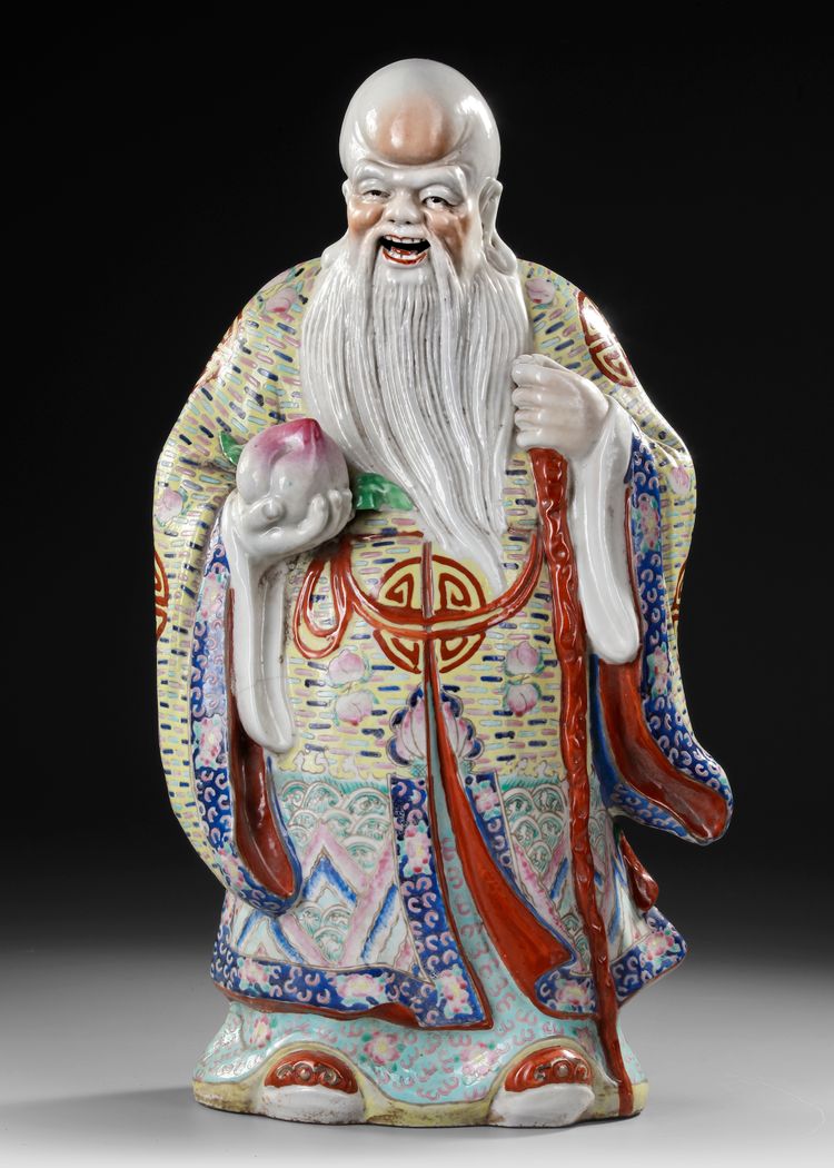 LARGE CHINESE FAMILLE ROSE FIGURE, 19TH / 20TH CENTURY