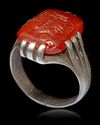 AN AGATE SEAL SILVER RING