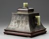 A Chinese jade-mounted paktong tea caddy