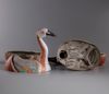 A pair of famille rose goose figures