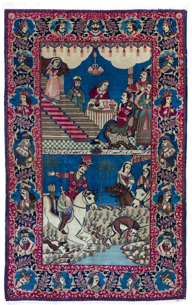 A KASHAN PICTURAL RUG, CA. 1920