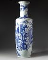 A large Chinese blue and white 'Immortals' rouleau vase