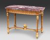 A FRENCH GILDED CENTER TABLE WITH MARBLE TOP, LOUIS XVI STYLE, LATE 19TH CENTURY