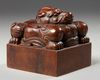 A Chinese hongmu qilin square seal