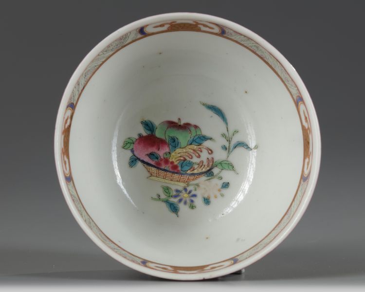 A Chinese famille rose ruby-back cup