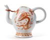 A CHINESE IRON-RED DECORATED 'DRAGON' CADOGAN TEAPOT, 19TH CENTURY