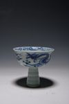 A CHINESE BLUE AND WHITE STEM CUP, CHINA,QING DYNASTY (1644-1911)