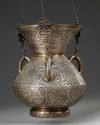 A MAMLUK-STYLE SILVER INLAID BRASS MOSQUE LAMP, SYRIA OR EGYPT 19TH CENTURY