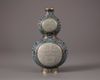 A Chinese white-jade plaque-inlaid cloisonne enamel double gourd vase