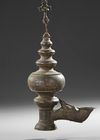 AN INDIAN TEMPLE BRONZE OIL LAMP,  DECCAN OR SOUTH INDIA, 16TH/17TH CENTURY