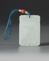 A CHINESE PALE CELADON JADE PLAQUE, QING DYNASTY (1644-1911)