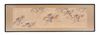 A framed oblong painting on silk