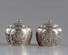 A PAIR OF CHINESE SILVER POTS WITH COVERS, 19TH-20TH CENTURY