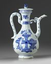 A Chinese blue and white ewer and a cover