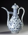 A CHINESE BLUE AND WHITE EWER, QING DYNASTY (1644-1911)