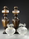 A PAIR OF FRENCH 'ZAMAK' CRYSTAL OILLAMPS, CIRCA 1840