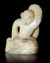 A WHITE JADE OF A DANCING WOMAN, CHINA, HAN DYNASTY (206 BC-220 AD)