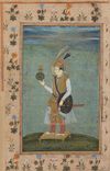 A WATERCOLOR PAINTING, JAHANGIR HOLDING A GLOBE,INDIA, MUGHAL,19TH-20TH CENTURY