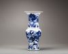 A Chinese blue and white ‘deer and crane’ 'phoenix-tail' vase