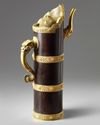 A large Chinese gilt-copper mounted zitan ewer and cover, duomuhu