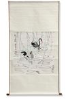 BLACK SWANS, HANGING SCROLL BY WU GUANZHONG, CHINA