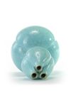 A Chinese celadon-ground white-enamel-decorated conjoined triple-neck double-gourd vase