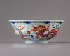 A wucai dragon and phoenix bowl