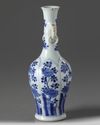 A Chinese blue and white twin-handled slender vase