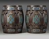 A pair of Chinese cloisonné enamel-inset zitan garden seats