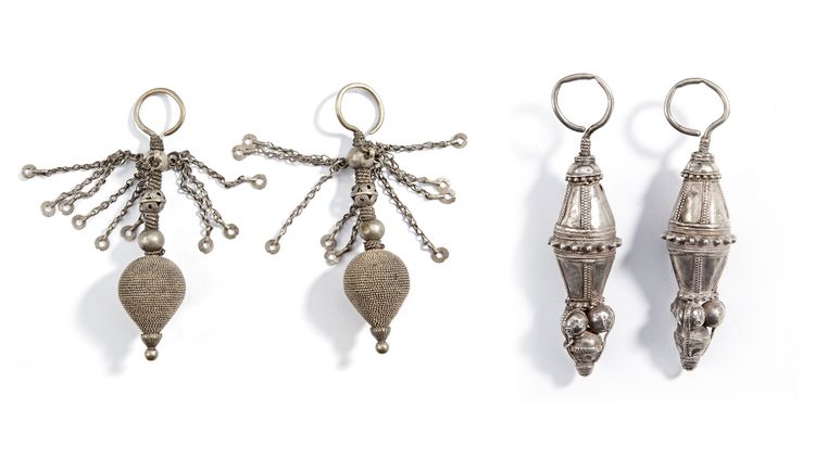 TWO PAIR OF SILVER EARRINGS, YEMEN, 19TH CENTURY