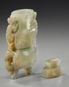 A CELADON JADE VASE WITH COVER, QING DYNASTY (1644-1911)