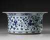 A CHINESE BLUE AND WHITE MING-STYLE BASIN, QING DYNASTY (1644-1911)
