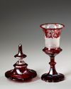 A BOHEMIAN RED GLASS GOBLET, LATE 19TH CENTURY