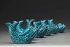 Six Chinese turquoise-enamelled 'dragon carp' water droppers