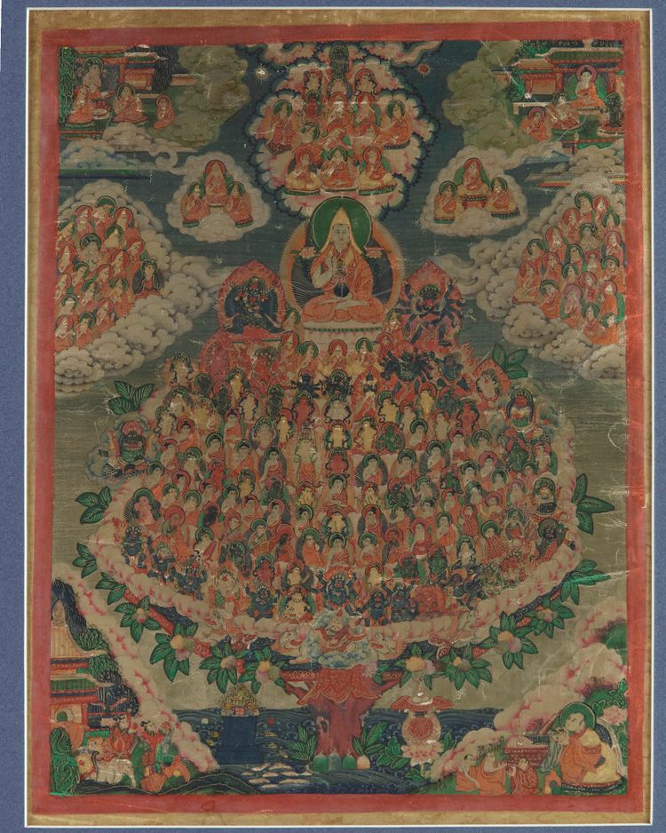 A Tibetan thangka of Tsongkhapa and the Refuge Tree