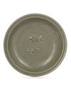 TWO CHINESE LONGQUAN CELADON 'TWIN FISH' DISHES, YUAN DYNASTY (1271-1368)