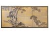 A pair of Japanese six-panel Byobu screens