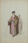 Two watercolours orientalst painting depicting a Greek priest from Constantinople, Amadeo Preziosi