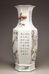 A Chinese famille rose Qianjiang enamelled hexagonal vase