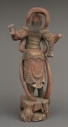 A JAPANESE LIFE-SIZE NIO WOODEN STATUE, 1868-1912 (MEIJI PERIOD)