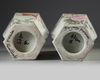 A pair of Chinese famille rose 'birds' hexagonal vases