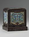 A Chinese zitan box inset with cloisonne enamel panels