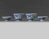 A PAIR OF CHINESE BLUE AND WHITE 'DRAGON' BOWLS AND COVERS,QING DYNASTY (1644-1911)