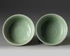 A pair of Chinese celadon-glazed stem cups