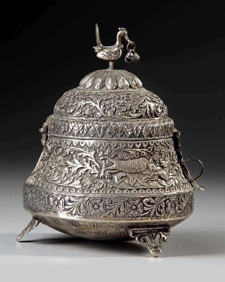 SILVER INCENSE BURNER, INDIA, 19TH CENTURY