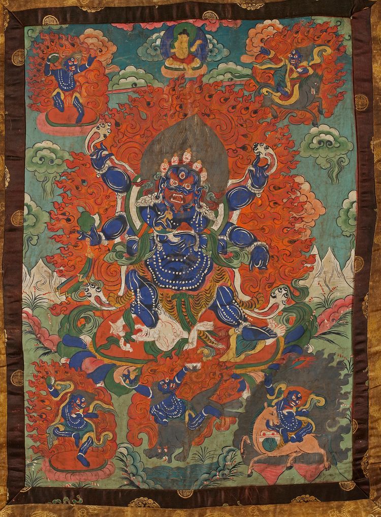 A SINO-TIBETAN THANGKA DEPICTING MAHAKALA, TIBET, 19TH CENTURY