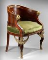A FRENCH MAHOGANY ARMCHAIR, 19TH CENTURY