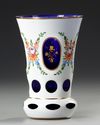 A BOHEMIAN OVERLAY CUT GLASS GOBLET, EARLY 20TH CENTURY